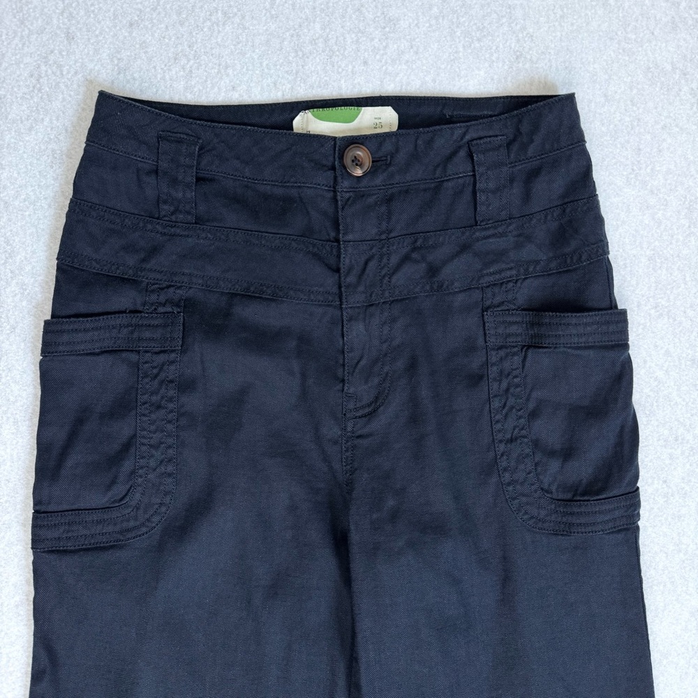 Anthropologie Womens Wide Leg Linen Blend Pants Size 25 Blue Boho Retro Preppy - Picture 2 of 15